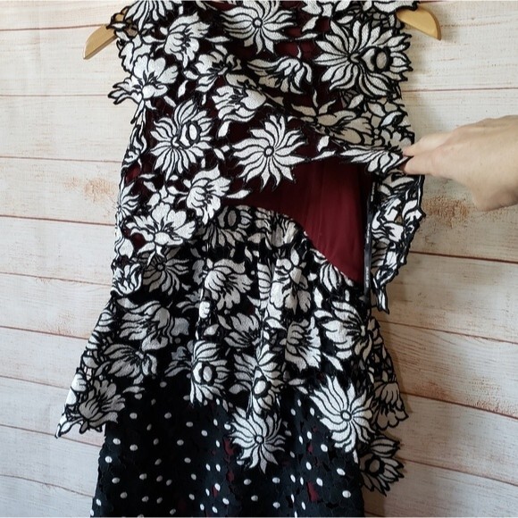 Self-Portrait Millie Layered Guipure Layered Lace Asymmetric Sleeveless Dress - Picture 7 of 12